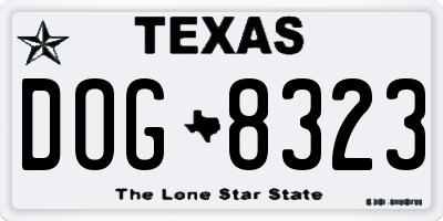 TX license plate DOG8323