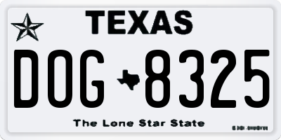 TX license plate DOG8325