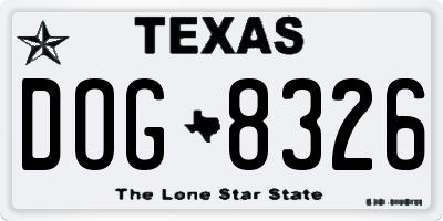 TX license plate DOG8326