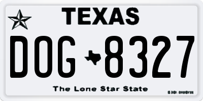 TX license plate DOG8327