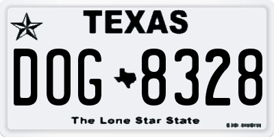 TX license plate DOG8328