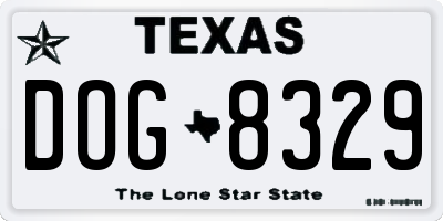 TX license plate DOG8329