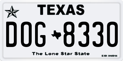 TX license plate DOG8330