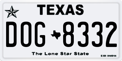 TX license plate DOG8332
