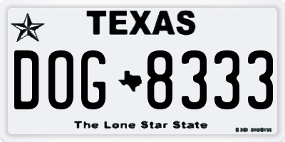 TX license plate DOG8333