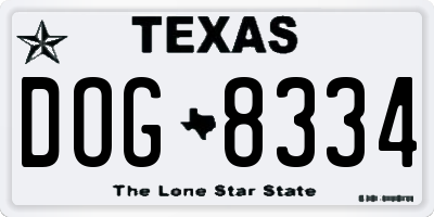 TX license plate DOG8334