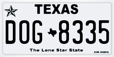 TX license plate DOG8335