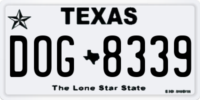 TX license plate DOG8339