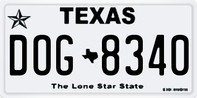 TX license plate DOG8340