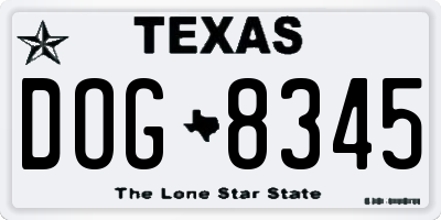 TX license plate DOG8345
