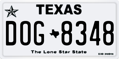 TX license plate DOG8348