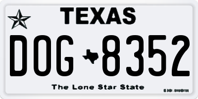 TX license plate DOG8352