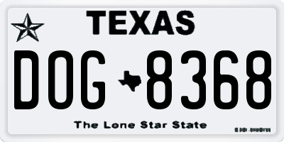 TX license plate DOG8368