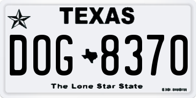 TX license plate DOG8370