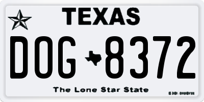 TX license plate DOG8372