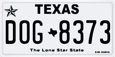 TX license plate DOG8373