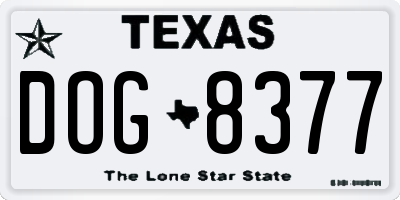 TX license plate DOG8377