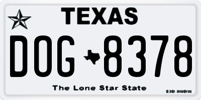 TX license plate DOG8378