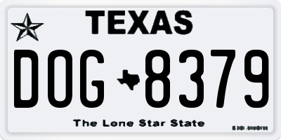 TX license plate DOG8379