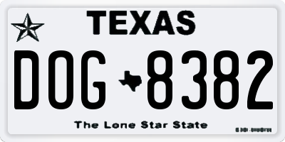 TX license plate DOG8382