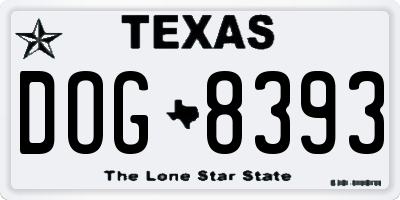 TX license plate DOG8393