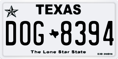 TX license plate DOG8394