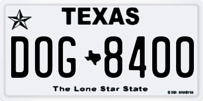 TX license plate DOG8400