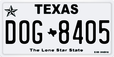 TX license plate DOG8405