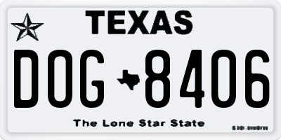 TX license plate DOG8406