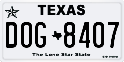 TX license plate DOG8407