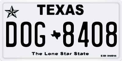 TX license plate DOG8408