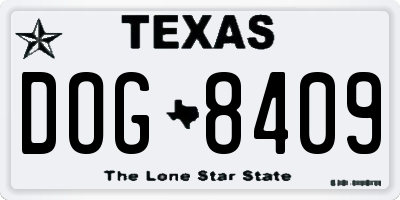 TX license plate DOG8409