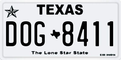 TX license plate DOG8411