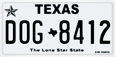 TX license plate DOG8412