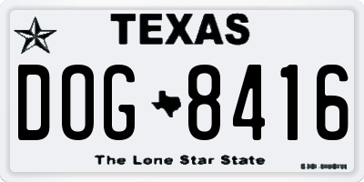 TX license plate DOG8416