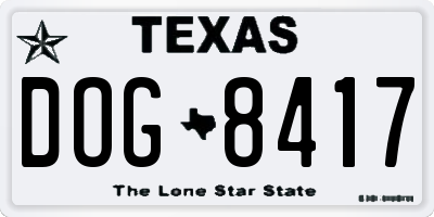 TX license plate DOG8417