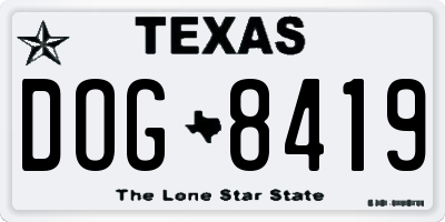 TX license plate DOG8419