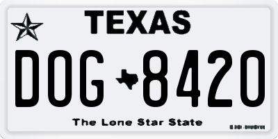 TX license plate DOG8420