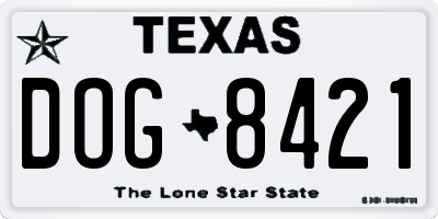 TX license plate DOG8421