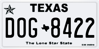 TX license plate DOG8422