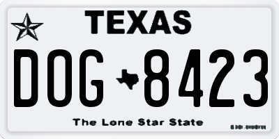 TX license plate DOG8423