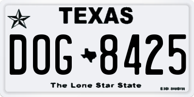 TX license plate DOG8425