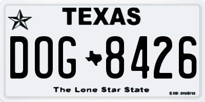 TX license plate DOG8426