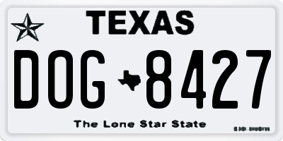 TX license plate DOG8427