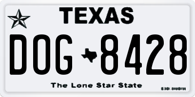 TX license plate DOG8428