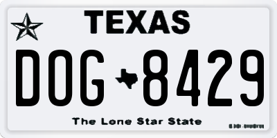 TX license plate DOG8429