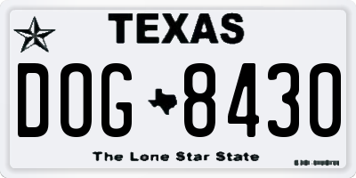 TX license plate DOG8430