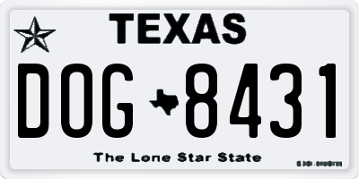 TX license plate DOG8431