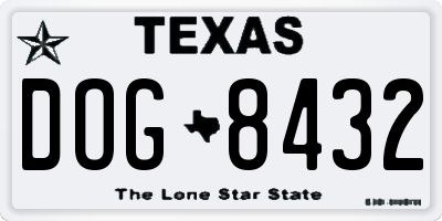 TX license plate DOG8432