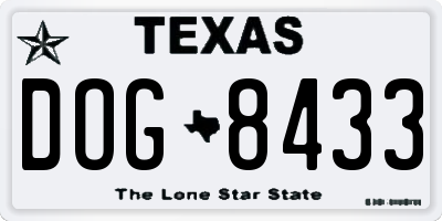 TX license plate DOG8433